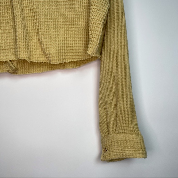 Free People Scout Cropped Jacket Top Buttondown Cotton Oversized Small Mustard - Picture 10 of 14